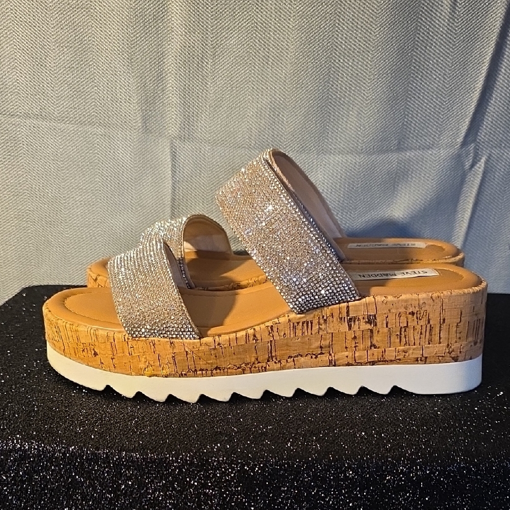 Steve Madden Brown and Silver Women's Sandals - Picture 2 of 5